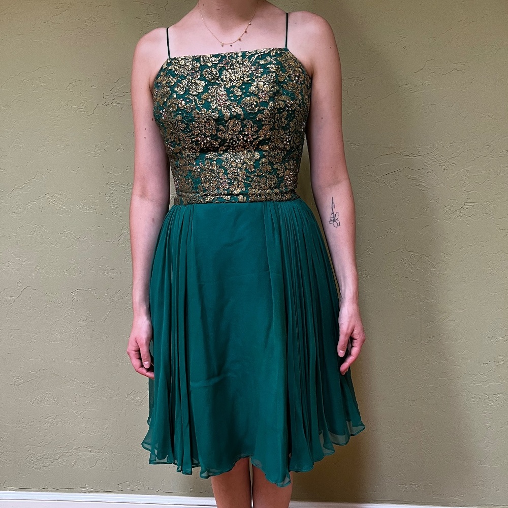 Vintage 1950’s Anne Verdi Emerald Green Party Dress (XS)